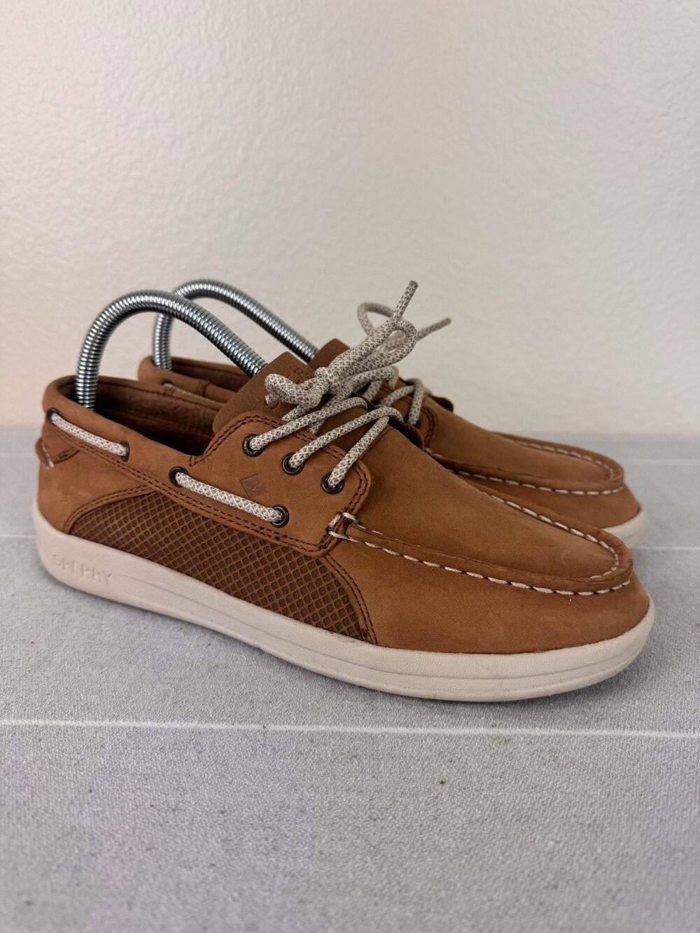 Boys Sperry Top-Sider Gamefish Slip On Leather Boat Shoes Preppy Casual Tan 5.5